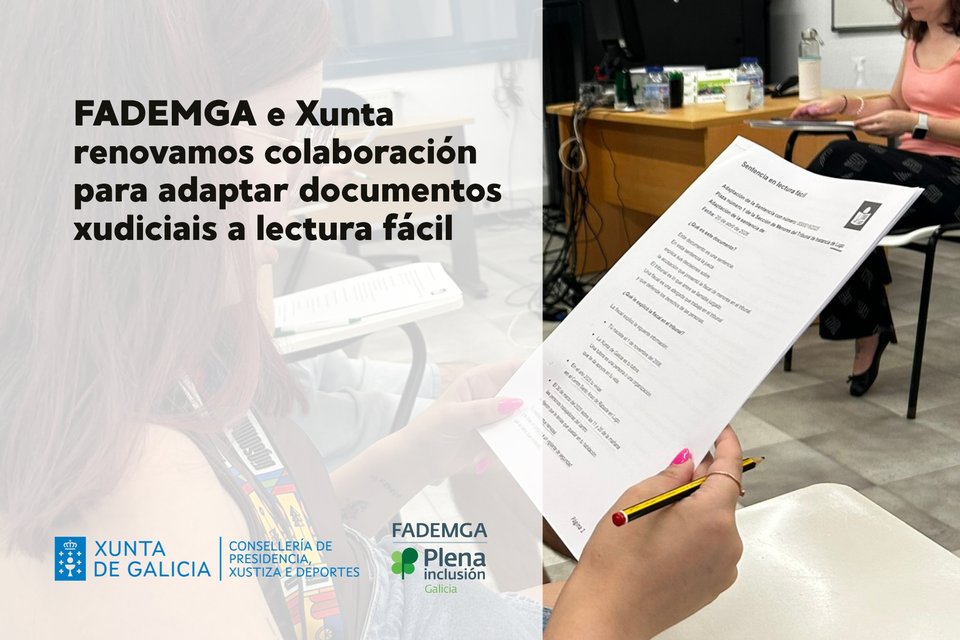 FADEMGA e a Xunta renovan a súa colaboración para adaptar documentos xudiciais a lectura fácil