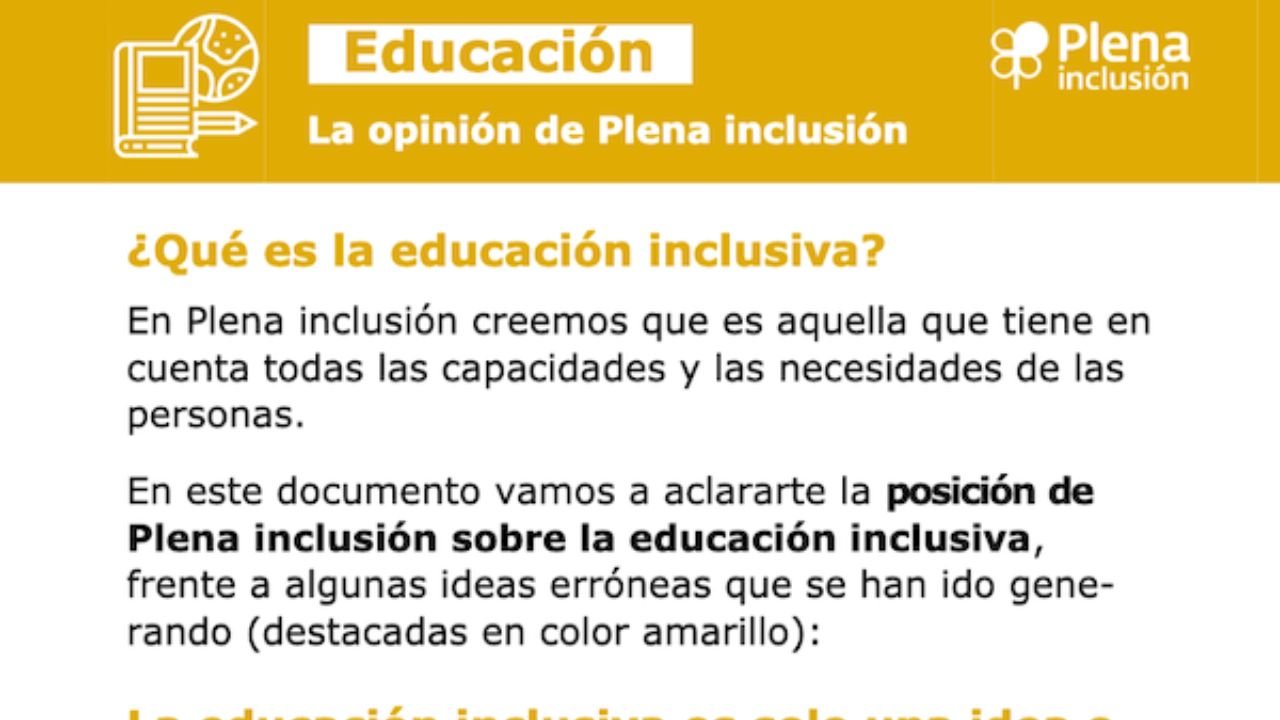 Educación: a opinión de Plena inclusión