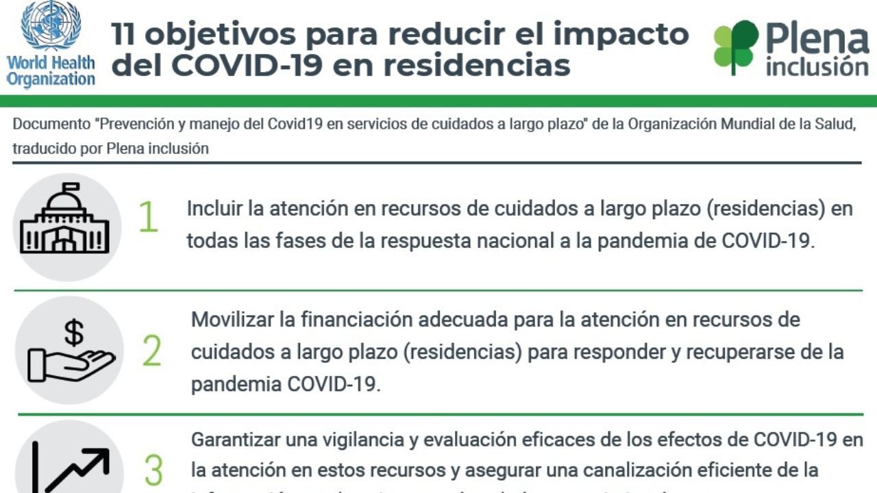 11 obxectivos para reducir o impacto do COVID-19 en residencias