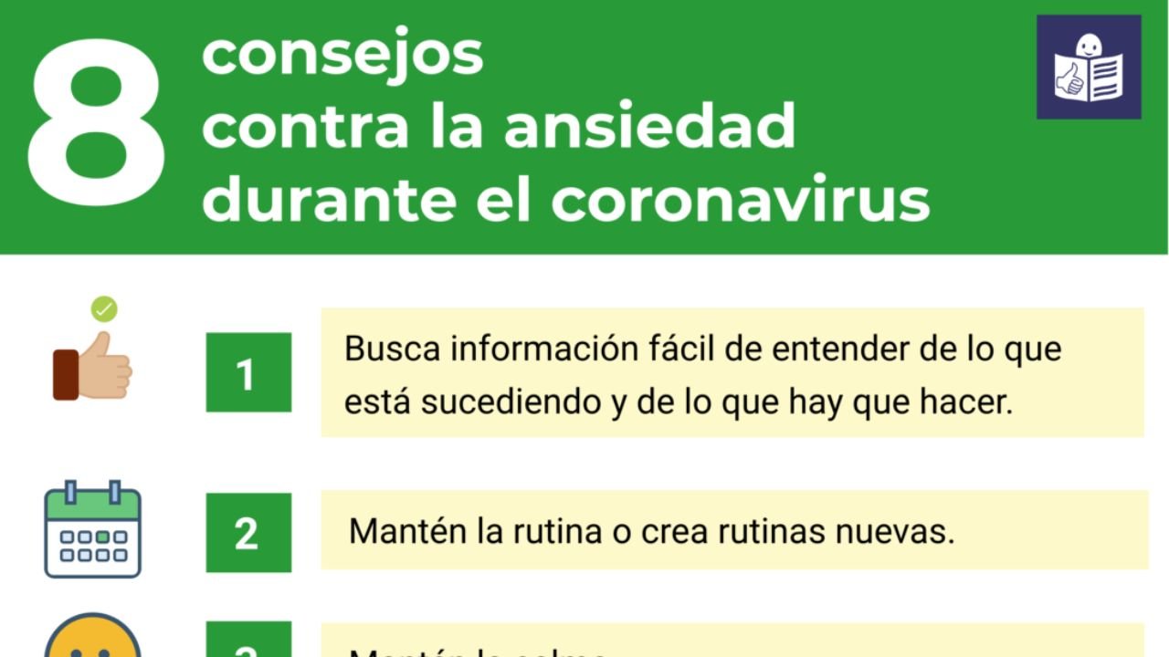Infografía. 8 consellos contra a ansiedade durante o coronavirus