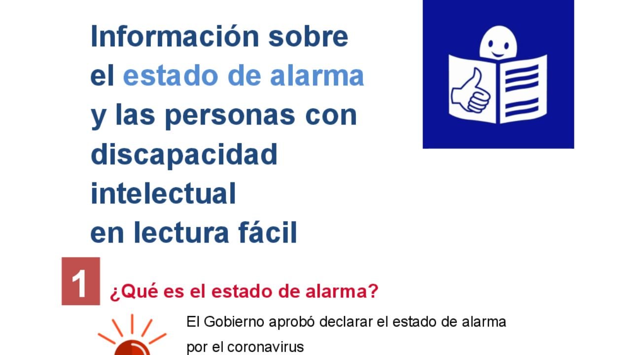 Información sobre o estado de alarma e as persoas con discapacidade intelectual en lectura doado