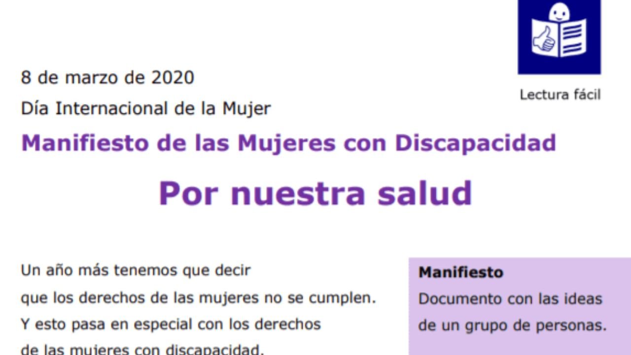8 de marzo de 2020. Día da Muller. Manifesto das Mulleres con Discapacidade