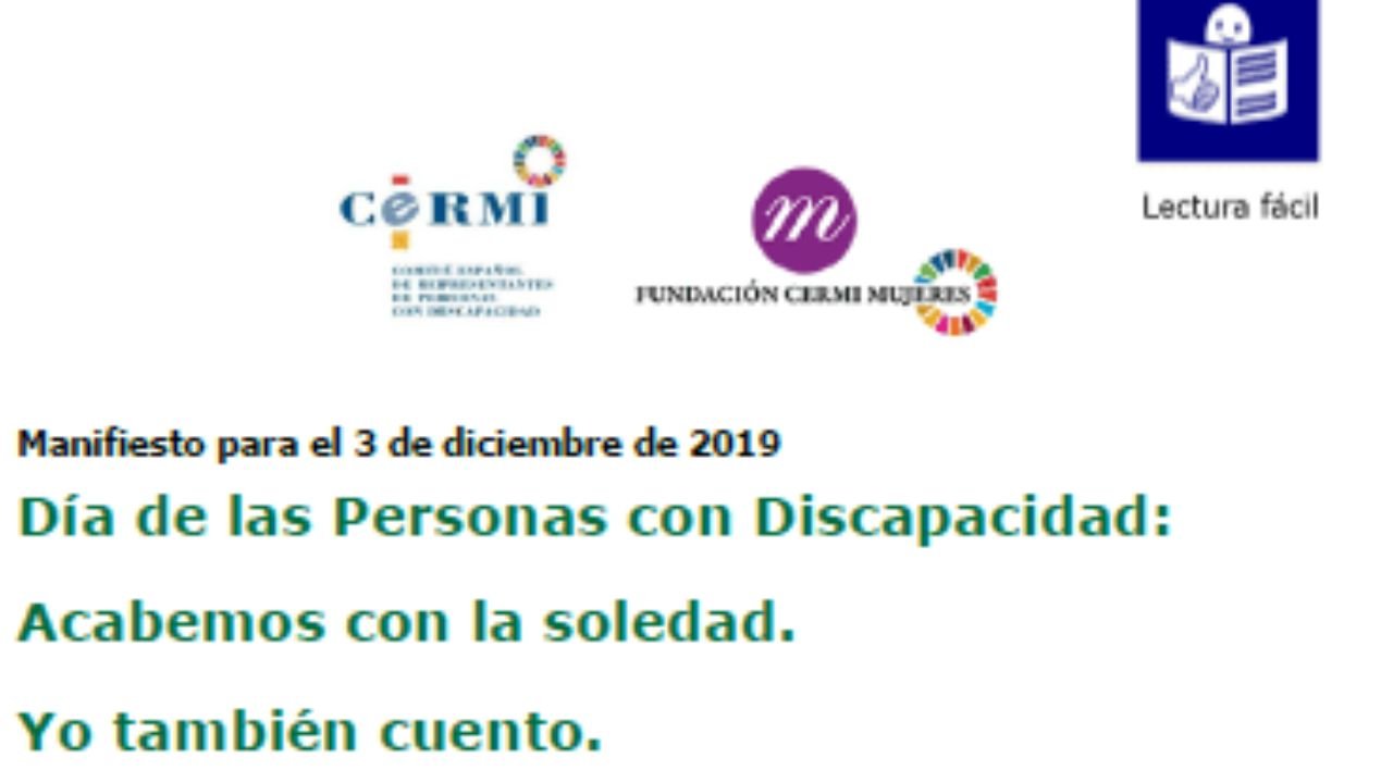 Manifesto para o 3 de decembro de 2019 Día das Persoas con Discapacidade