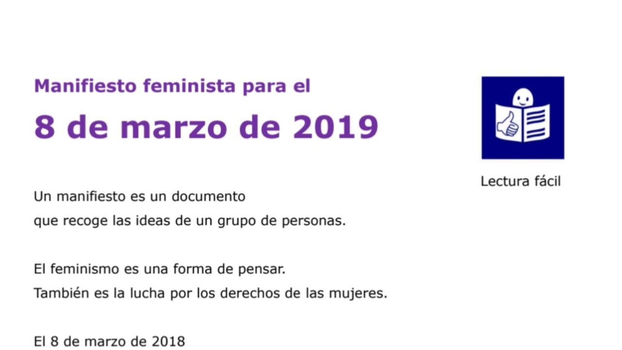 Manifesto feminista do 8 de marzo de 2019 en lectura doado