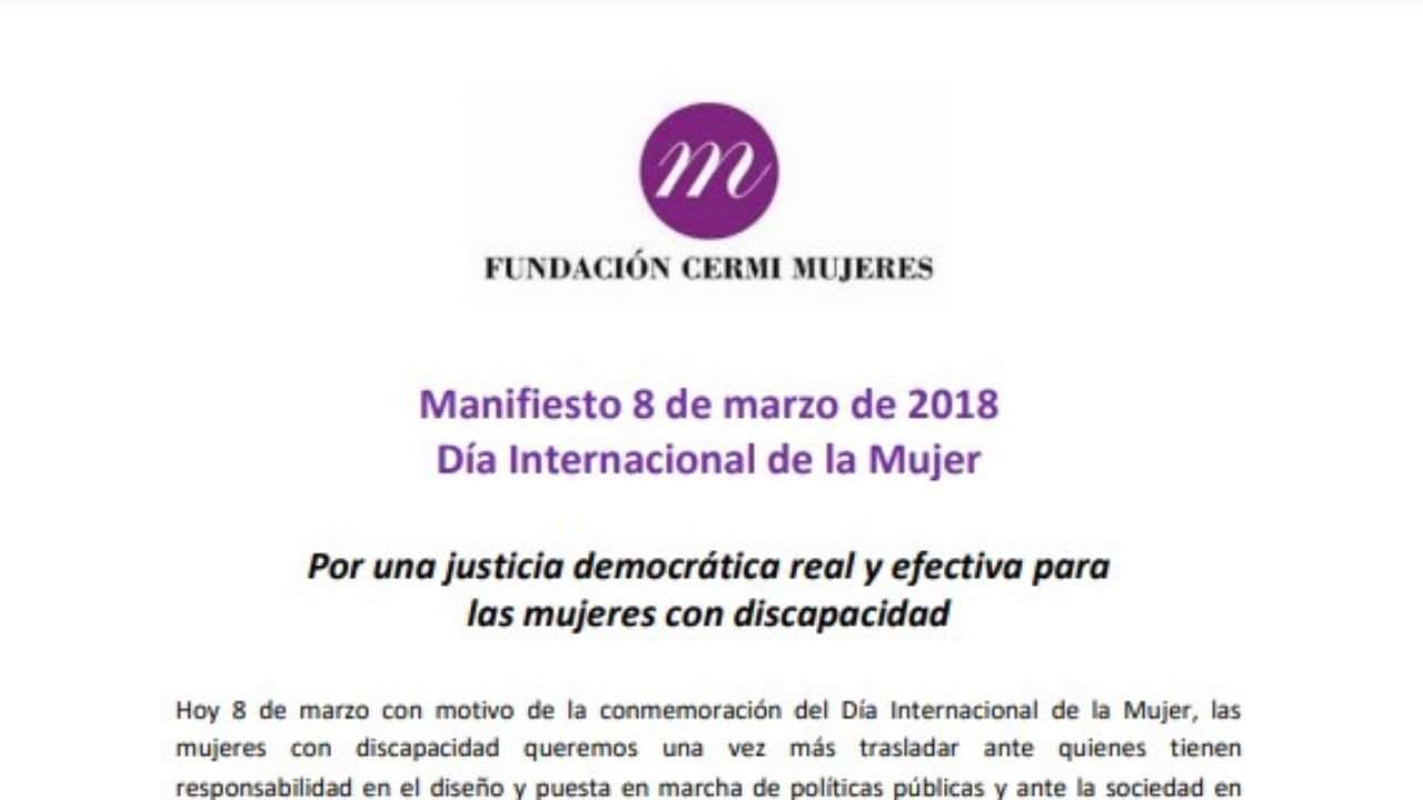 Manifesto de Cermi polo Día Internacional da Muller 2018