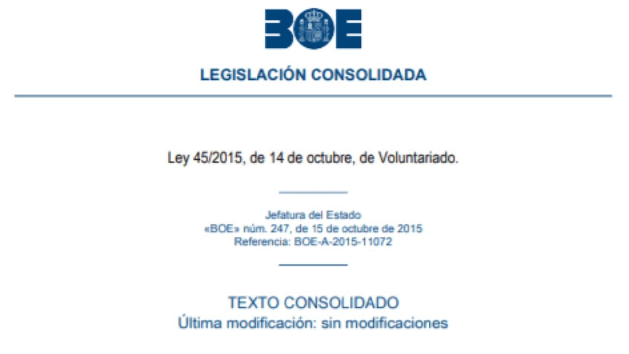 Ley 45/2015 de Voluntariado